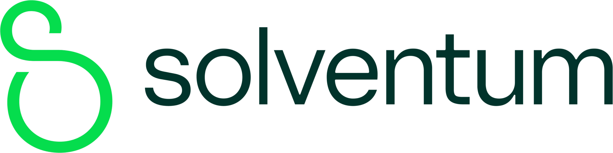 Solventum logo with green S and dark green text.