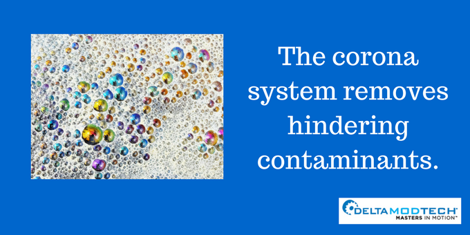 The corona system removes hindering contaminants.