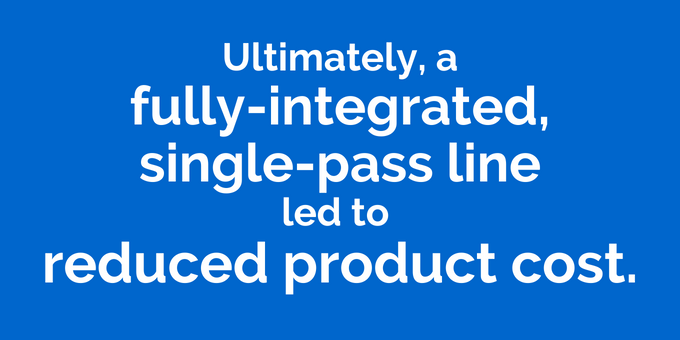 Fully-integrated, single-pass line led to reduced cost.